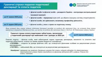Граничні строки подання податкової декларації та сплати податків
